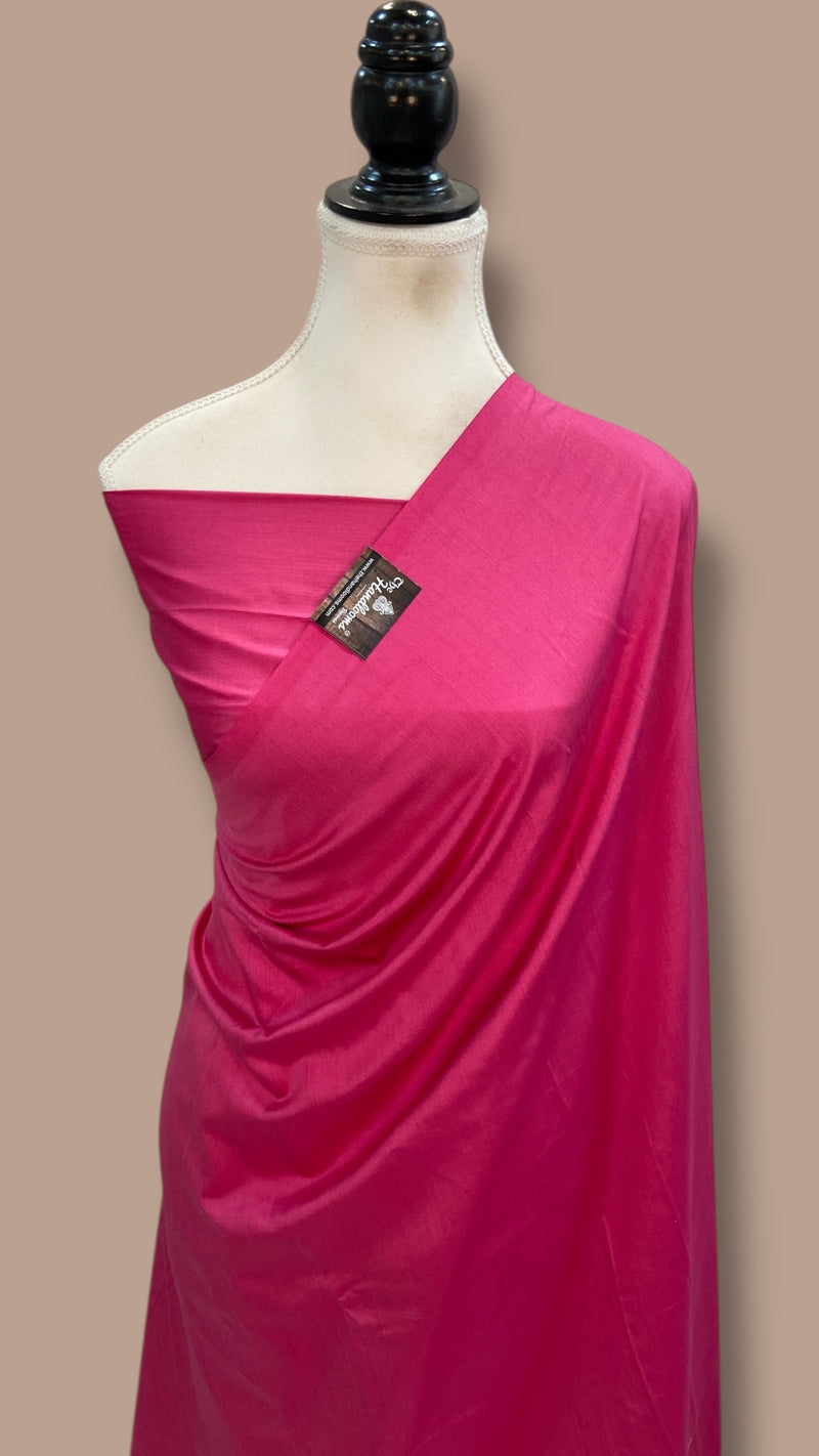 Pure Katan Chiniya Silk Handloom Banarasi Saree-Plain - The Handlooms