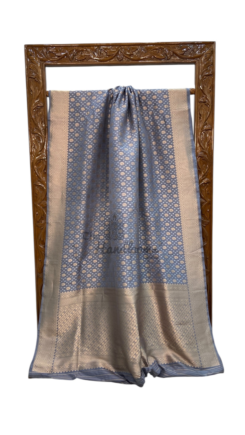 Pure Katan Silk Banarasi Handloom Saree - All Over Sona Roopa Jaal Work - The Handlooms