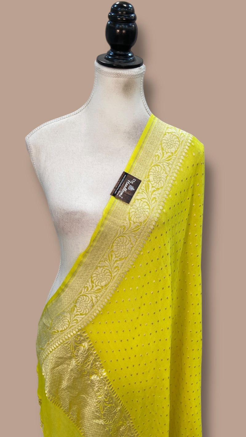 Yellow Pure Khaddi Georgette Dupatta - The Handlooms