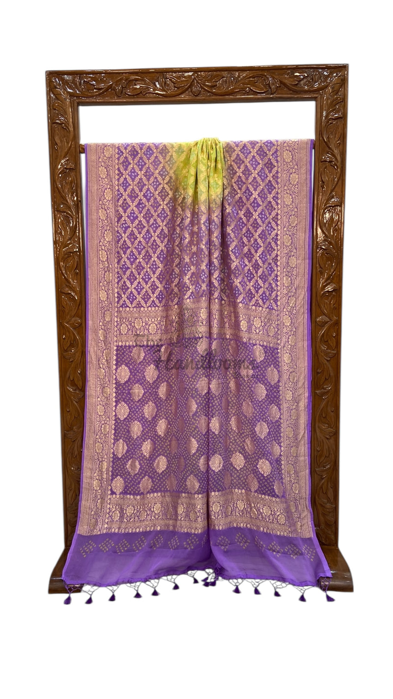 Pure Georgette Banarasi Bandhej Handloom Saree - The Handlooms