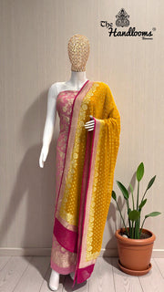 Khaddi Georgette Banarasi Dress material Water Zari - The Handlooms