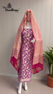 Khaddi Georgette Banarasi Dress material Water Zari - The Handlooms