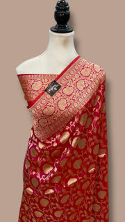 Pure Katan Silk Banarasi Handloom Saree - All Over Jaal Work - The Handlooms