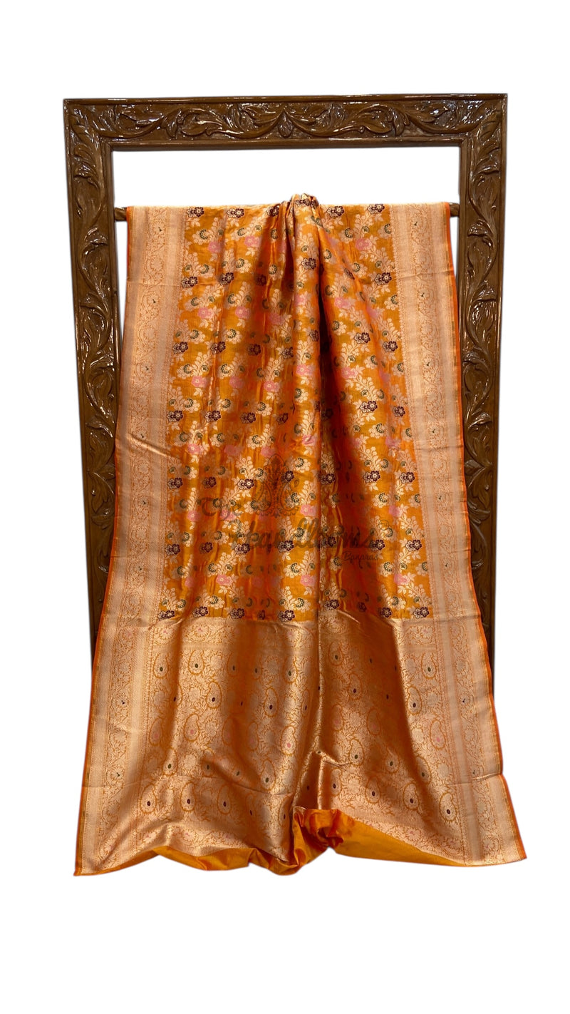 Honye Pure Katan Silk Banarasi Handloom Saree - All over Jaal Work With Meenakari - The Handlooms