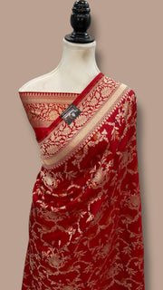 Pure Katan Silk Banarasi Handloom Saree - All over Jaal Work With Meenakari - The Handlooms