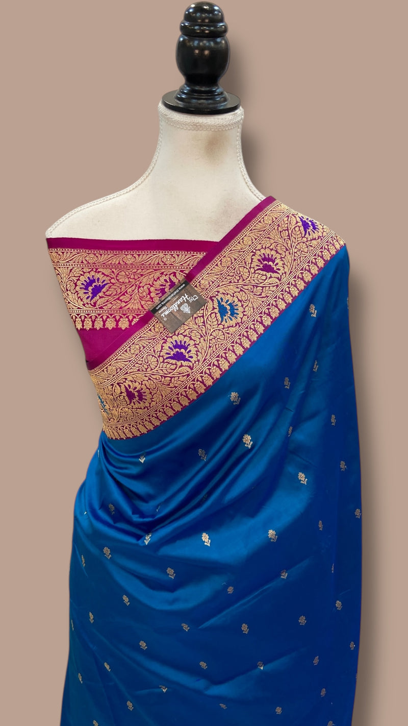 Pure Katan Silk Banarasi Handloom Saree - All Over Kadua Motifs - The Handlooms