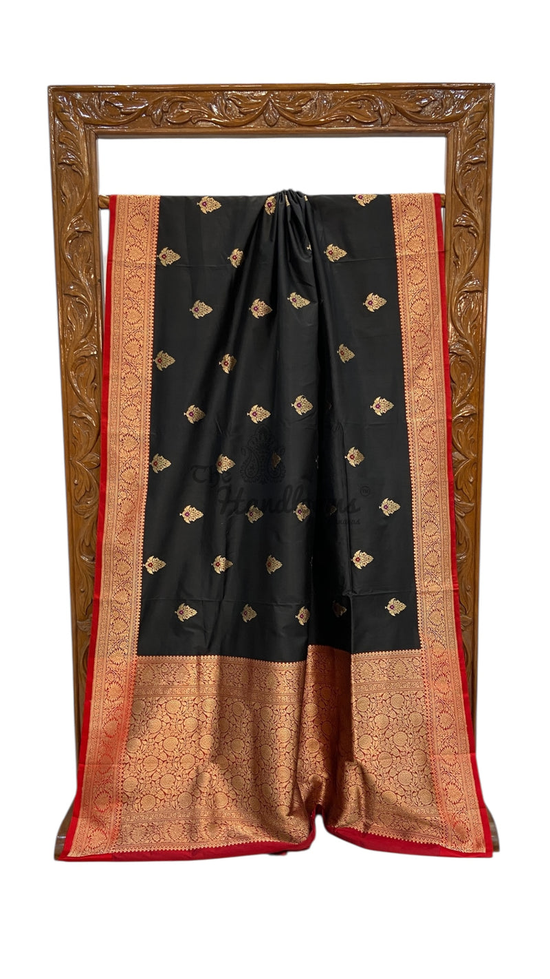 Pure Katan Silk Banarasi Handloom Saree - All Over Kadua Motifs - The Handlooms