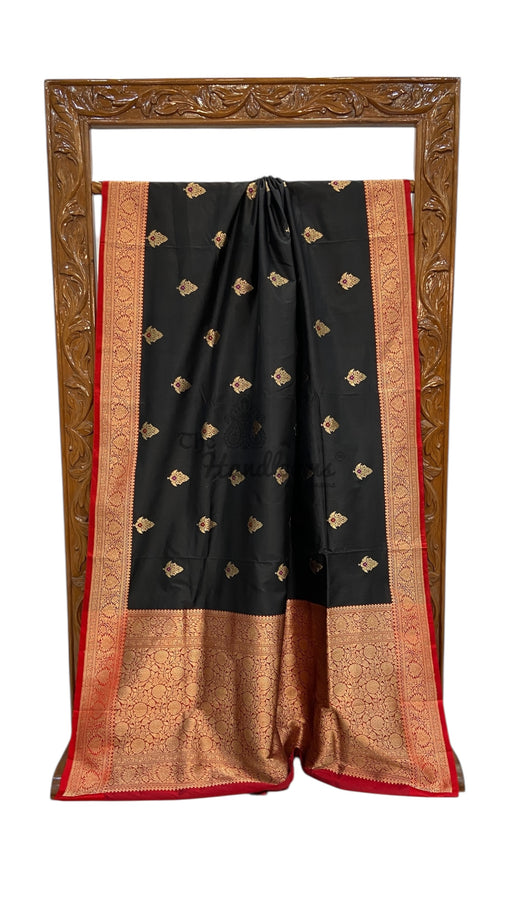 Pure Katan Silk Banarasi Handloom Saree - All Over Kadua Motifs - The Handlooms