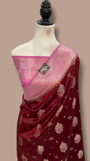 Pure Chiniya Silk Khaddi Handloom Banarasi Saree - The Handlooms