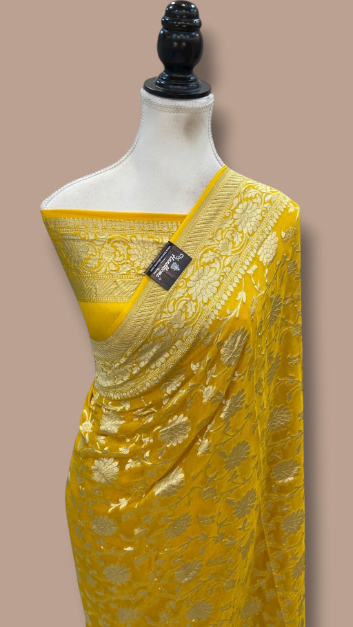 Khaddi Georgette Handloom Banarasi Saree - The Handlooms
