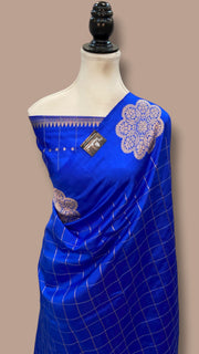 Pure Katan Silk Banarasi Handloom Saree - All Over Chex - The Handlooms