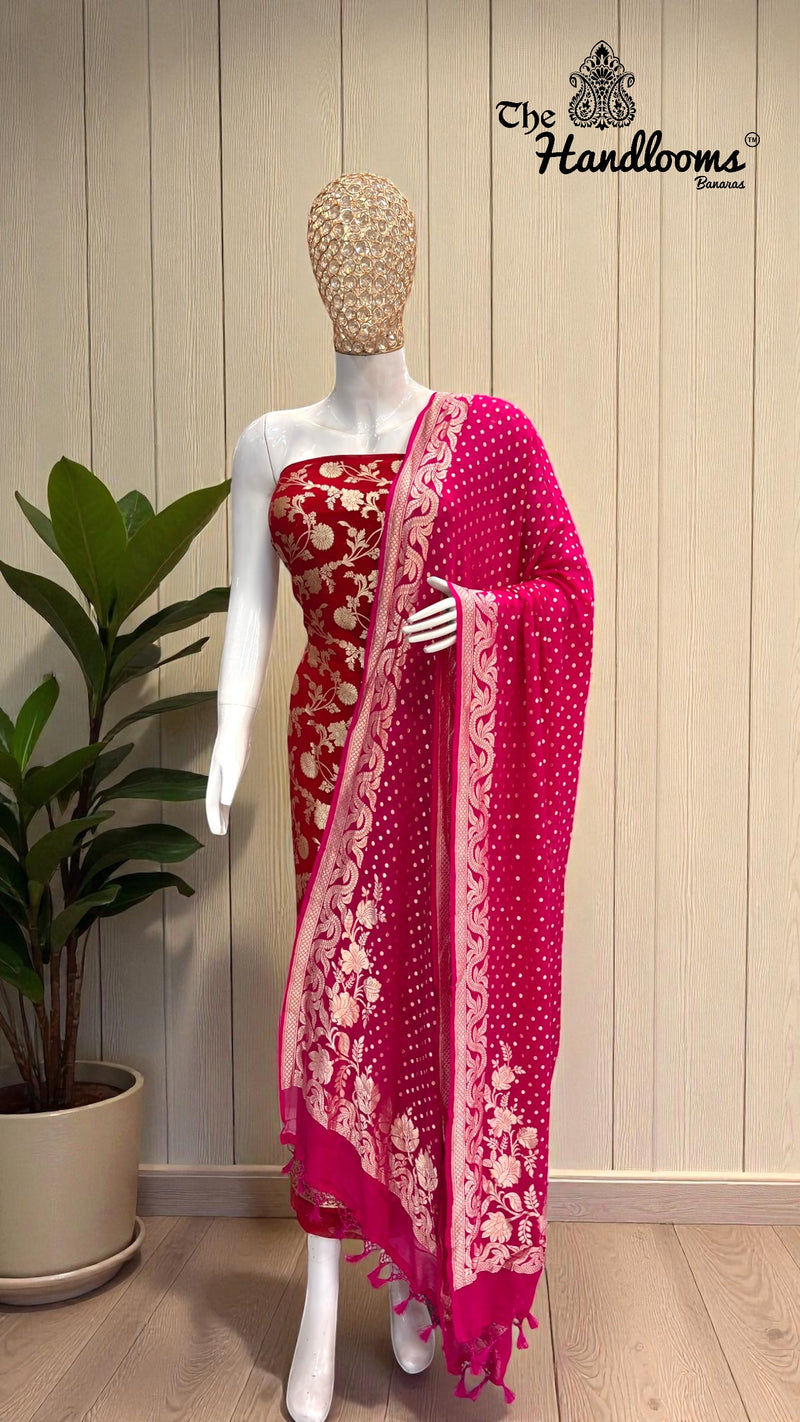 Khaddi Georgette Banarasi Dress material Water Zari - The Handlooms