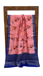 Pure Chiniya Silk Handloom Banarasi Saree Digital Print - The Handlooms
