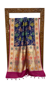 Tussar Georgette Handloom Banarasi Saree With Meenakari - The Handlooms