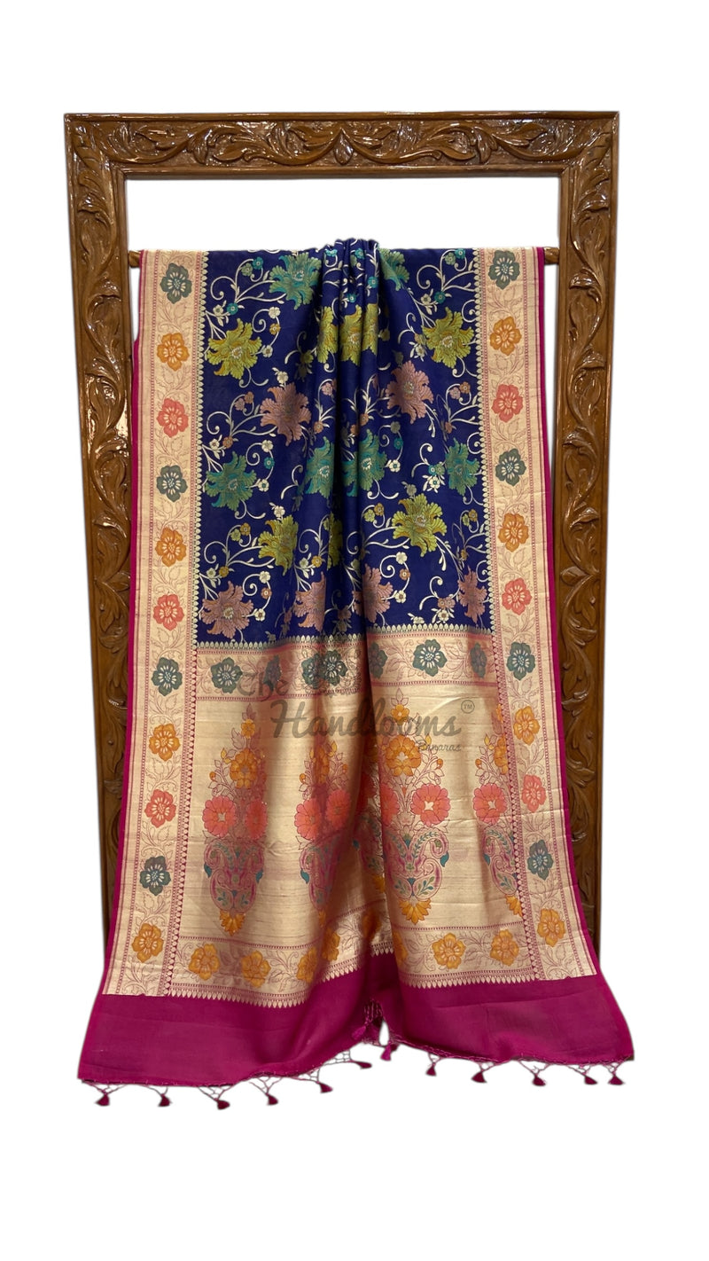 Tussar Georgette Handloom Banarasi Saree With Meenakari - The Handlooms
