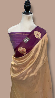 Pure Kora Tissue Handloom Banarasi Saree - Satan Border - The Handlooms