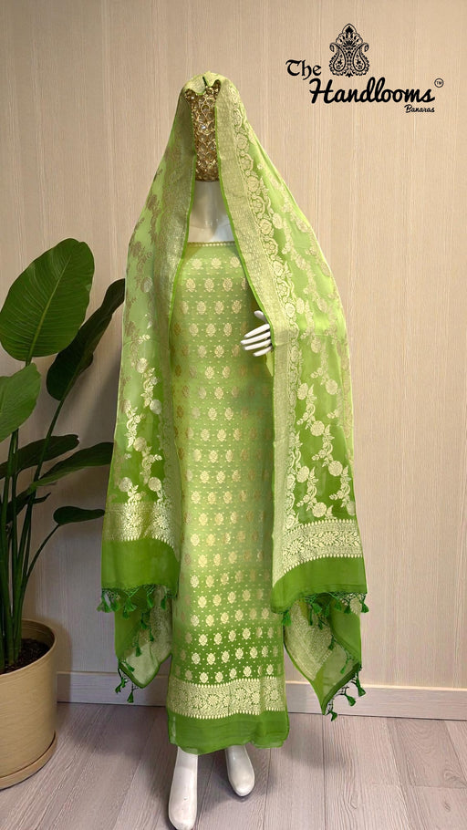 Khaddi Georgette Banarasi Dress material Water Zari - The Handlooms