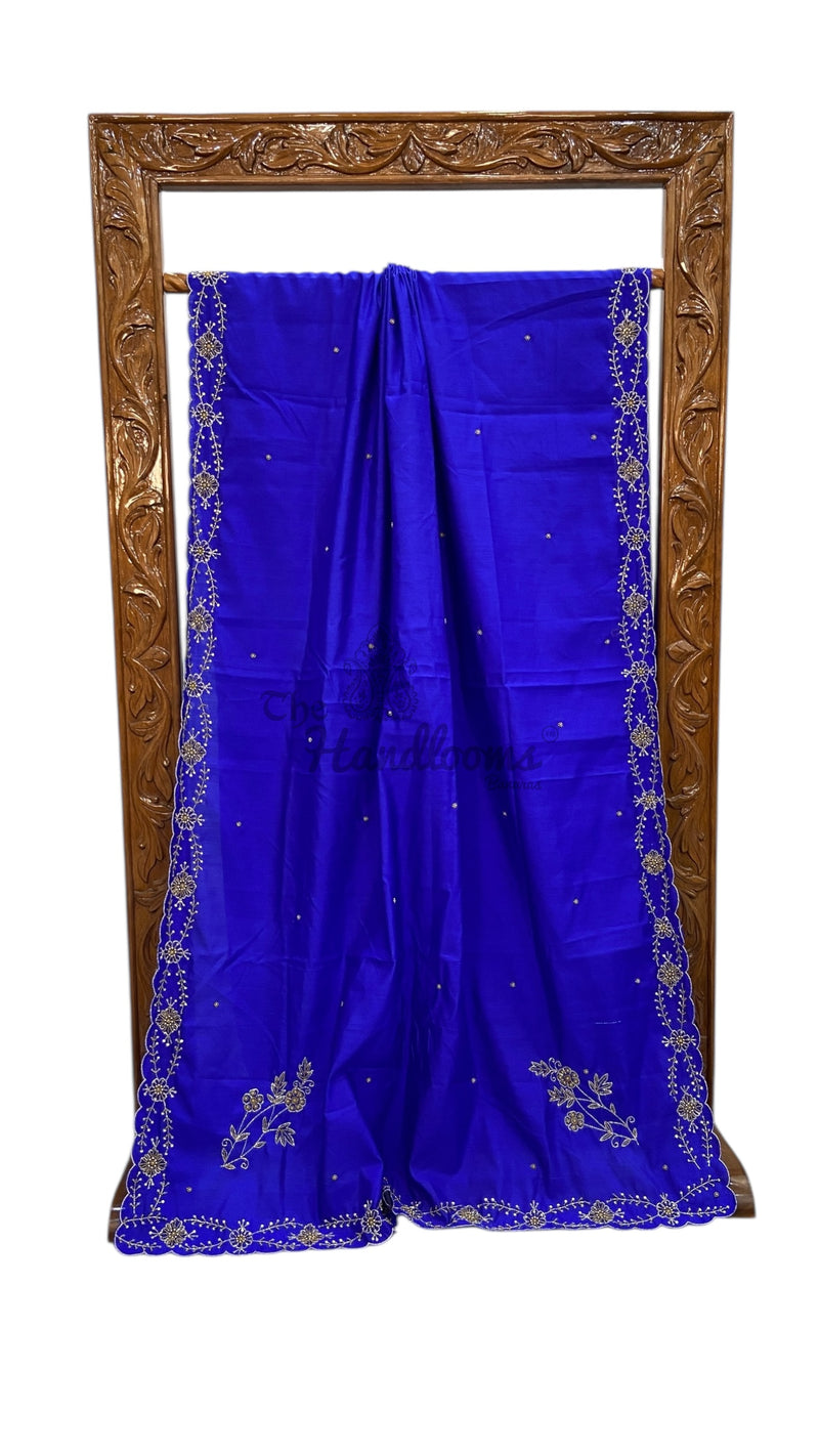 Pure Moonga Georgette Handloom Banarasi Saree With Handwork - The Handlooms