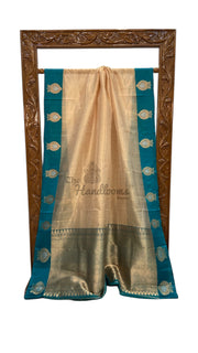 Pure Kora Tissue Handloom Banarasi Saree - Satan Border - The Handlooms