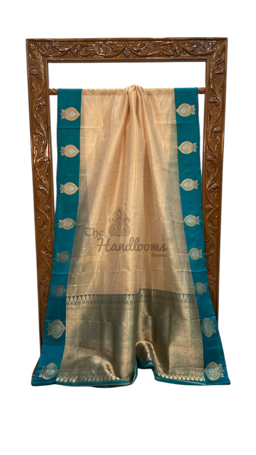 Pure Kora Tissue Handloom Banarasi Saree - Satan Border - The Handlooms
