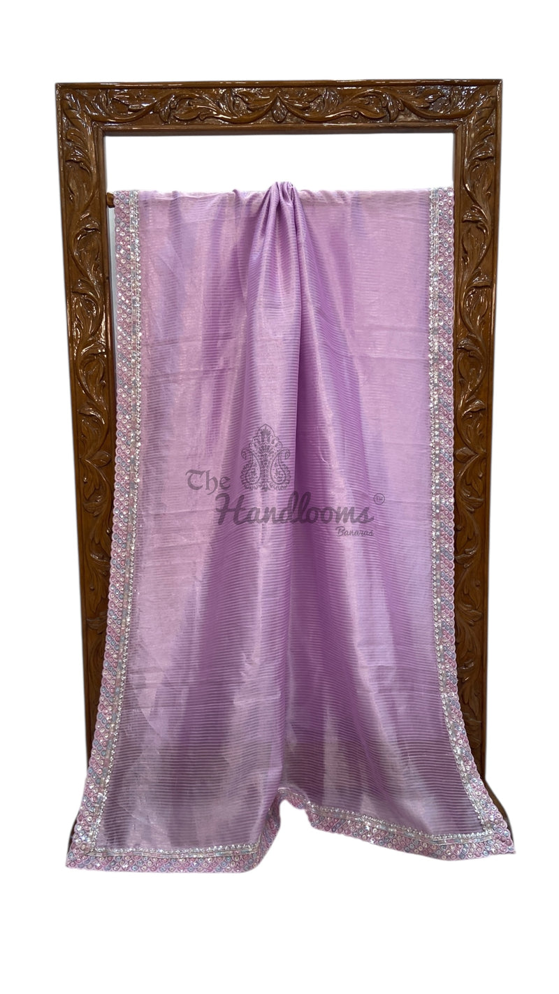 Pure Kora Tissue Handloom Banarasi Saree With Lace