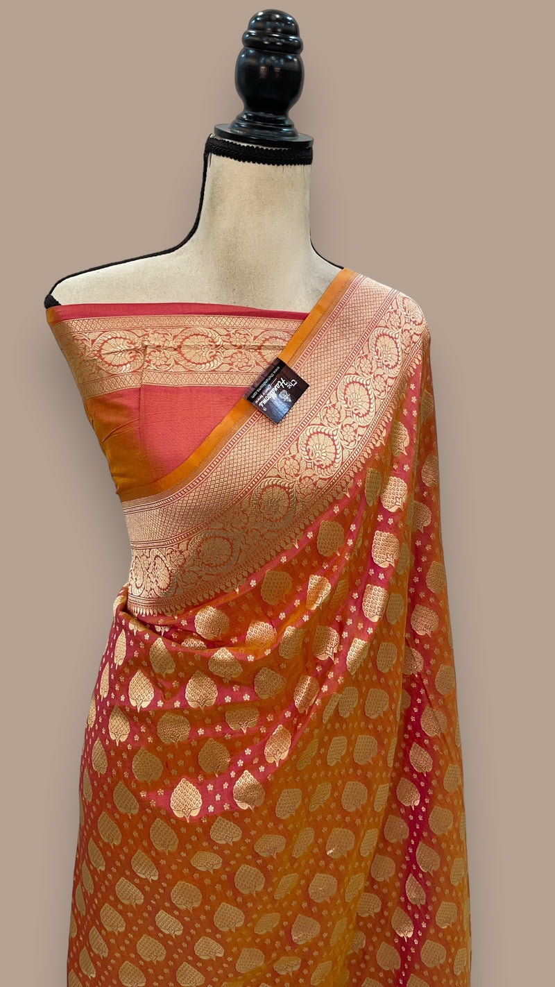 Pure Katan Silk Banarasi Handloom Saree - All over Jaal work - The Handlooms