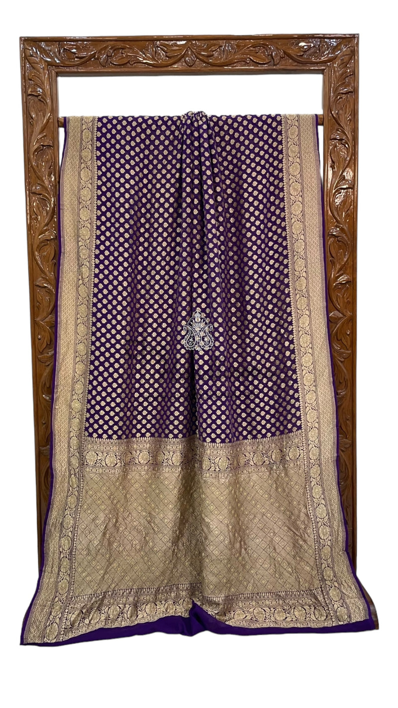 Pure Khaddi Georgette Banarasi Saree -  Gold zari - The Handlooms