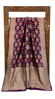 Pure Katan Silk Banarasi Handloom Saree - All over Jaal work with Meenakari - The Handlooms