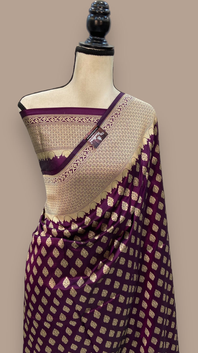 Pure Katan Silk Banarasi Handloom Saree - All Over Jaal Work - The Handlooms