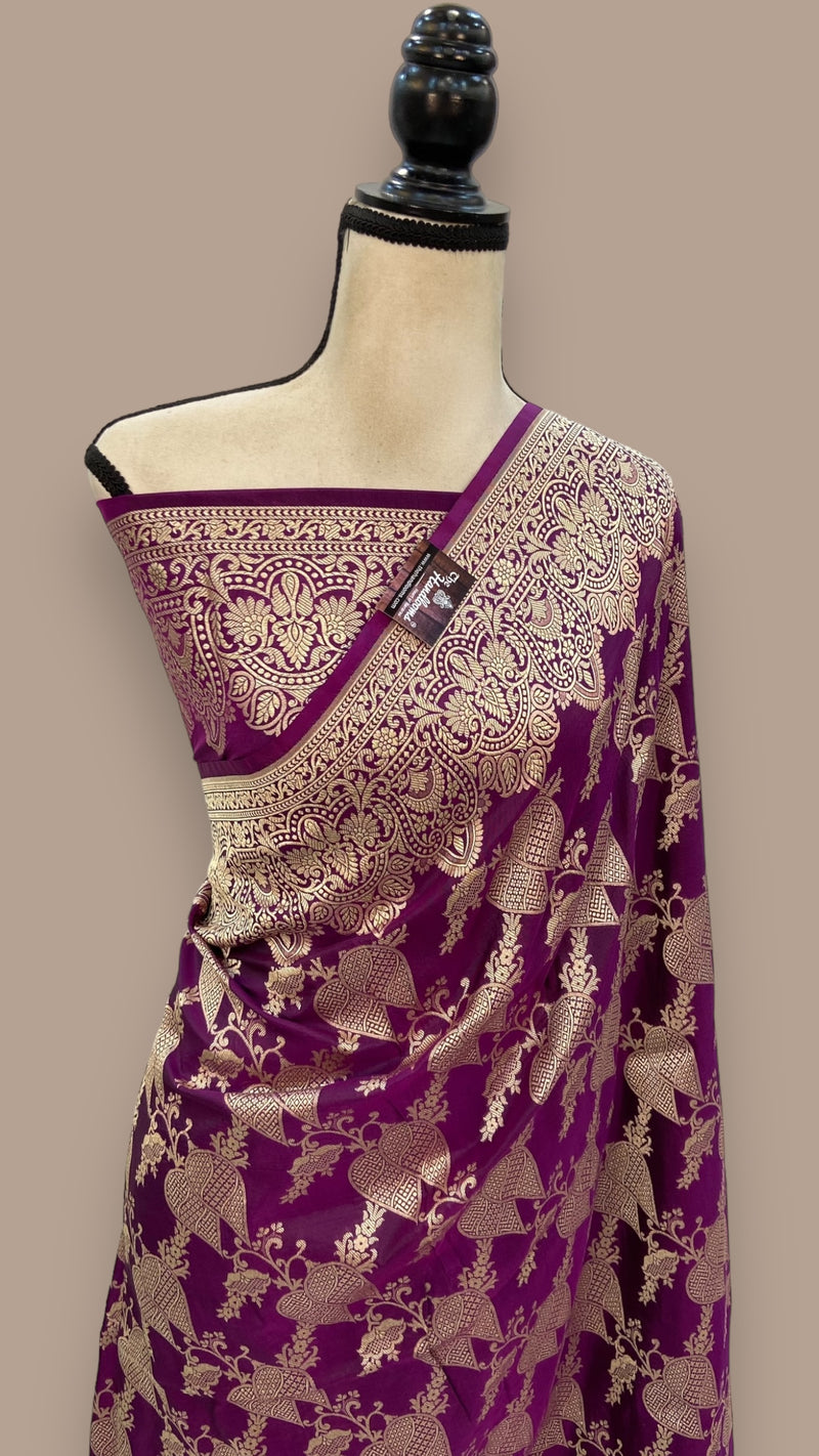 Pure Katan Silk Banarasi Handloom Saree - All Over Jaal Work - The Handlooms