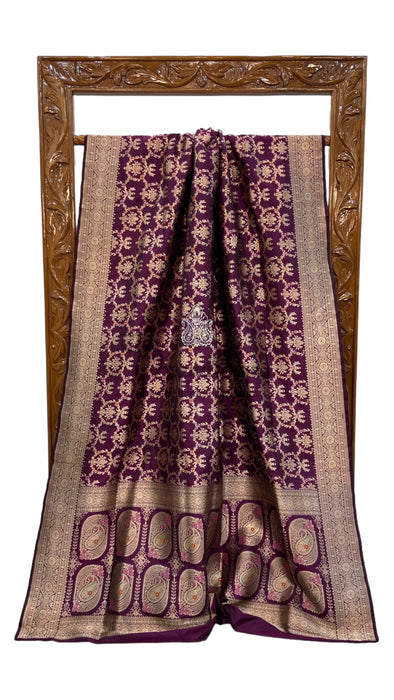 Pure Katan Silk Banarasi Handloom Saree - All over Jaal work - With Meenakari