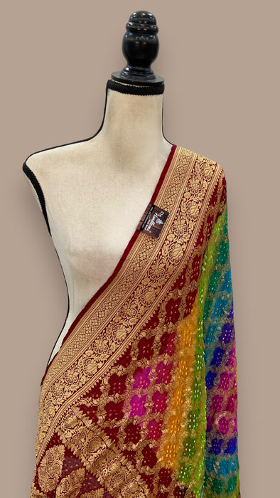 Pure Georgette Banarasi Bandhej Handloom Dupatta