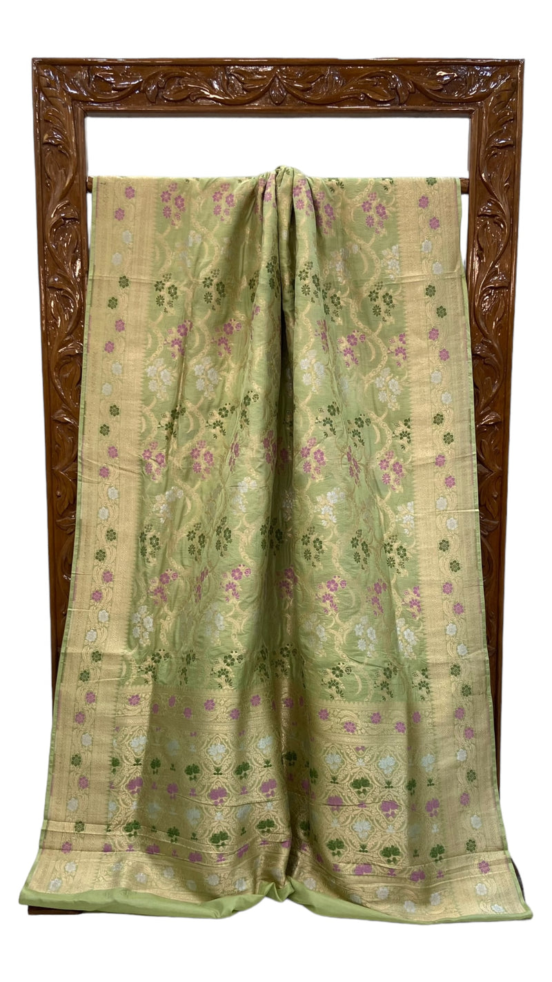 Pure Katan Silk Banarasi Handloom Saree - All over Jaal work - With Meenakari - The Handlooms