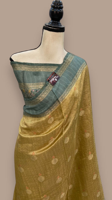 Pure Mango Silk Banarasi Handloom Reshmi Zari Saree With Digital Print