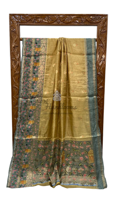 Pure Mango Silk Banarasi Handloom Reshmi Zari Saree With Digital Print