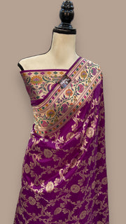 Pure Katan Silk Banarasi Handloom Saree - All over Jaal work - With Meenakari - The Handlooms