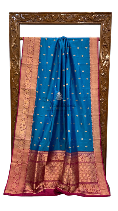 Pure Katan Silk Banarasi Handloom Saree - All over Kadua motifs