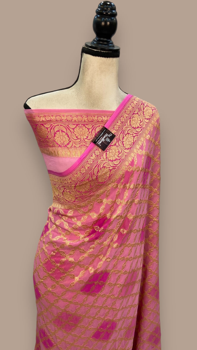 Pure Khaddi Georgette Banarasi Saree -  Gold zari - The Handlooms