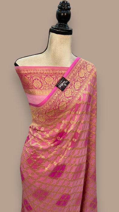 Pure Khaddi Georgette Banarasi Saree -  Gold zari