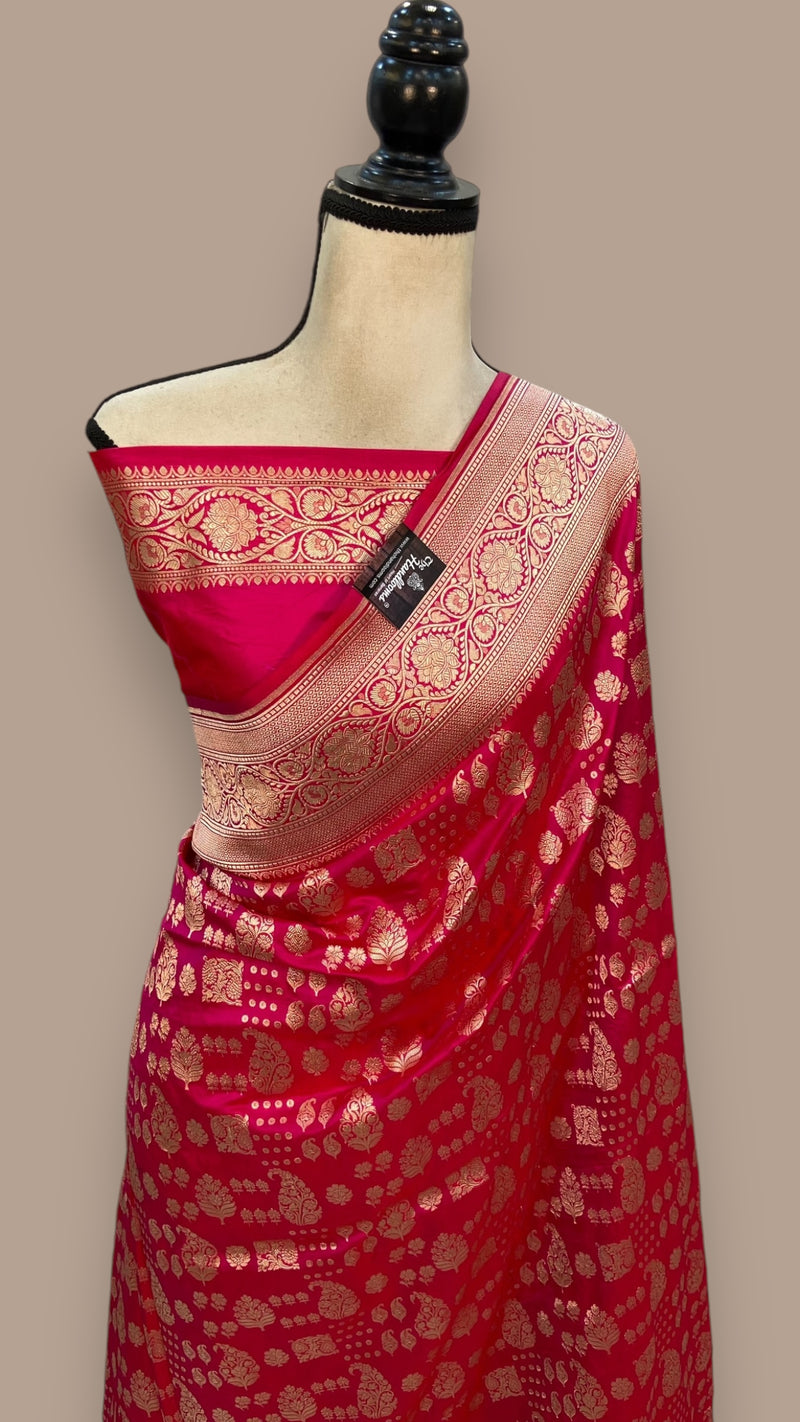 Pure Katan Silk Banarasi Handloom Saree - All over jaal work - The Handlooms