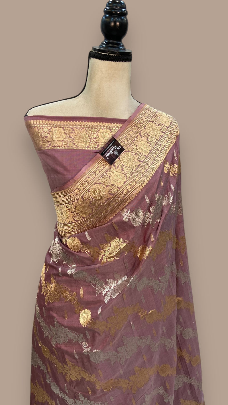 Ektara Pure Katan Silk Banarasi Handloom Saree - All over kadiyal Jaal work - The Handlooms
