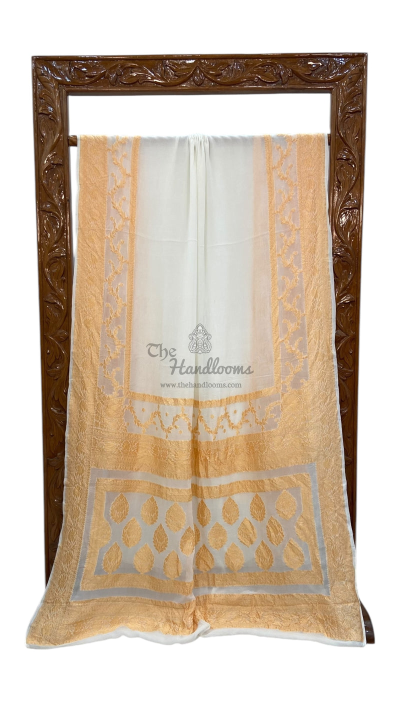 Pure Khaddi Georgette Banarasi Saree -  Gold zari - The Handlooms