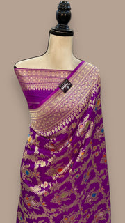 Ektara Pure Katan Silk Banarasi Handloom Saree - All over kadiyal Jaal work - The Handlooms