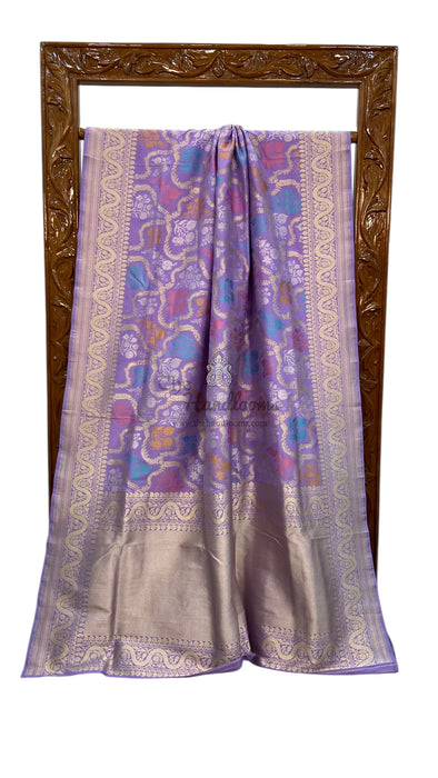 Ektara Pure Katan Silk Banarasi Handloom Saree - All over kadiyal Jaal work