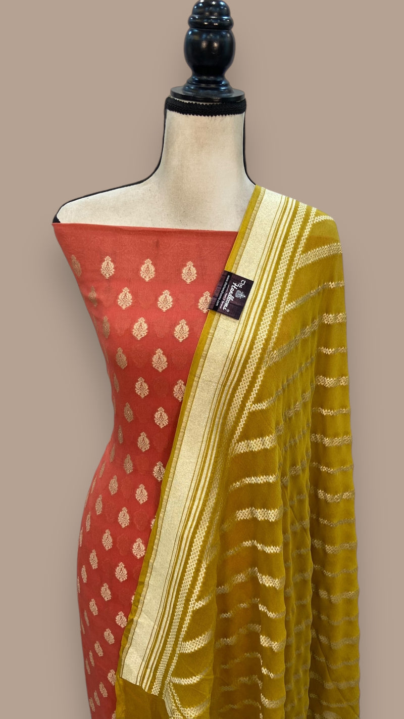Khaddi Georgette Banarasi Dress material - The Handlooms