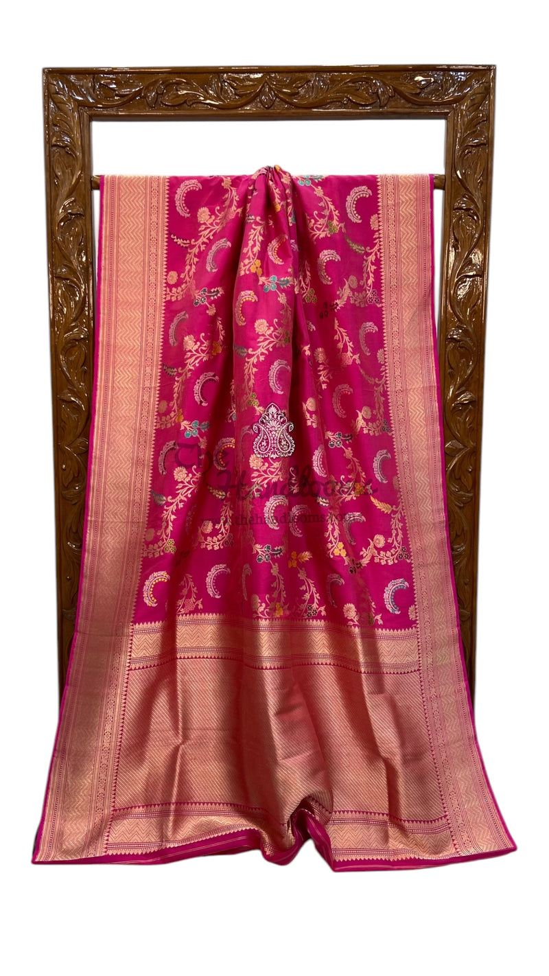 Ektara Pure Katan Silk Banarasi Handloom Saree - All over kadiyal Jaal work - The Handlooms