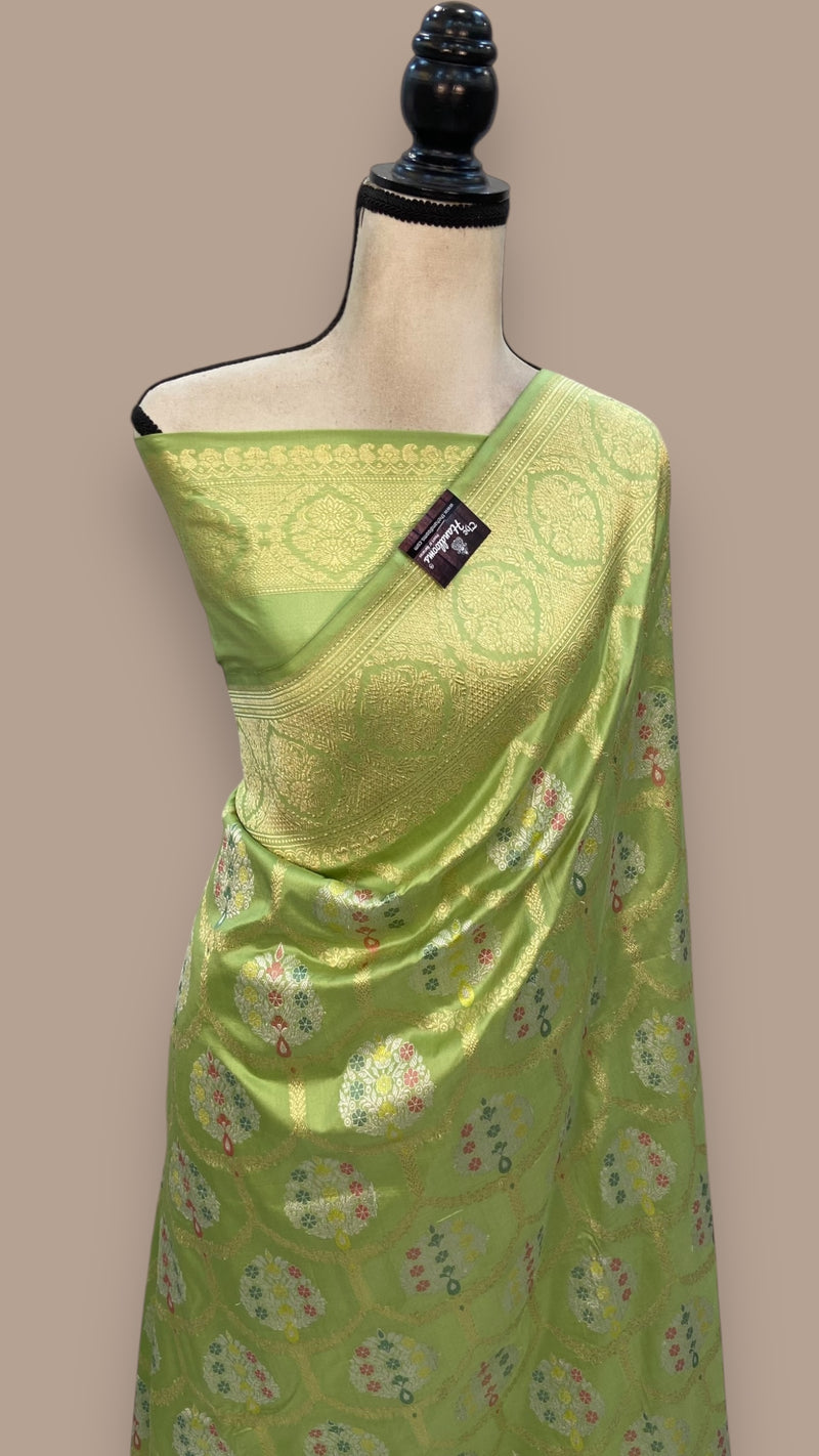 Ektara Pure Katan Silk Banarasi Handloom Saree - All over kadiyal Jaal work - The Handlooms