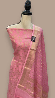 Pure Chanderi Cotton Banarasi Dress material - The Handlooms
