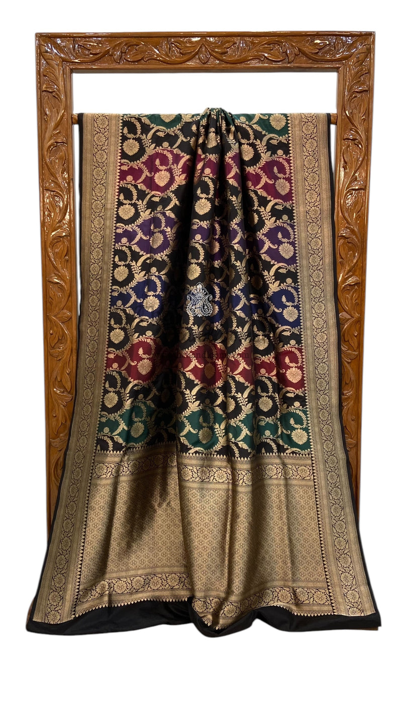 Pure Katan Silk Banarasi Handloom Saree - All over Jaal work with Meenakari - The Handlooms