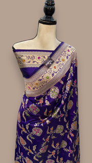 Pure Katan Silk Banarasi Handloom Saree - All over Jaal work - With Meenakari - The Handlooms